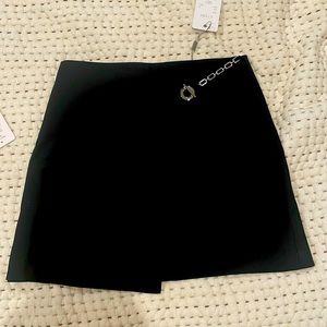 LICHI, ASYMMETRIC MINI WRAP SKIRT, Medium, Black